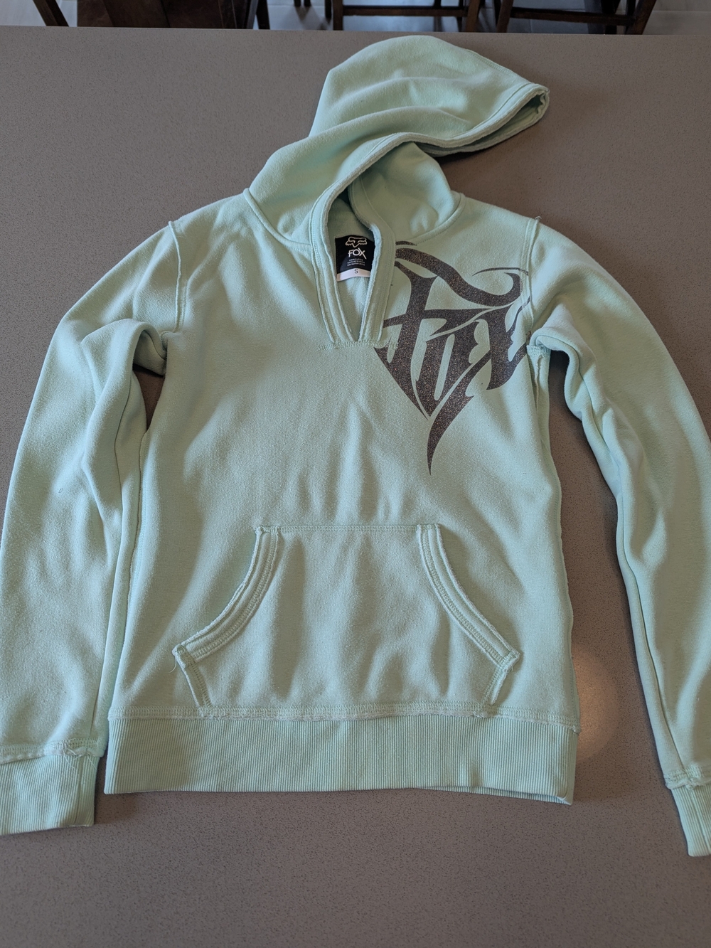 Fox Womens Mint Green Hooded Pullover Sweater